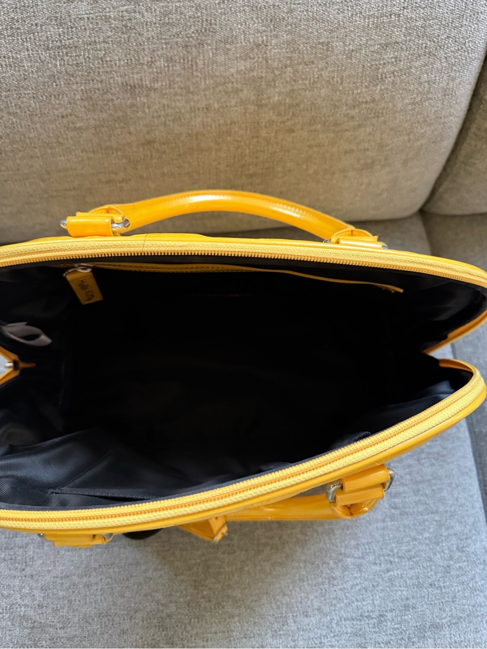 Loungefly Yellow Glossy Hello Kitty Dome Satchel - Picture 3 of 4